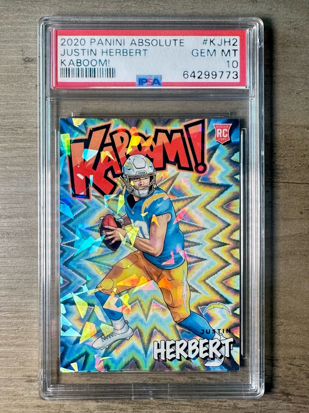 PanJustin Herbert Gem Mint 10 2022 Panini Kaboom Novelty Card. Holo. Chargers.